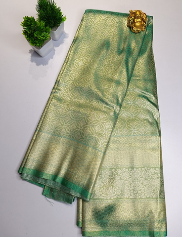 Pastel Green Soft Silk Saree with Border & Blouse