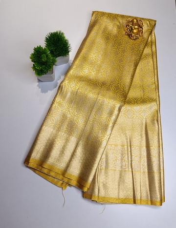 Golden Yellow Soft Silk Saree with Border & Blouse