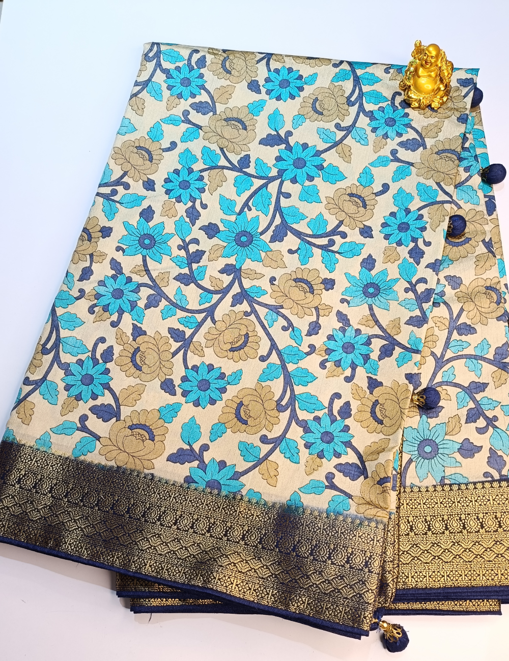 BlueTraditional Ikkat Cotton Saree with Rich Colorful Patterns (including blouse)