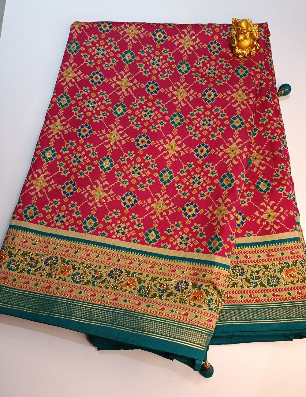 Pink Colour Ikkat Cotton Saree with Contrast Blouse Piece