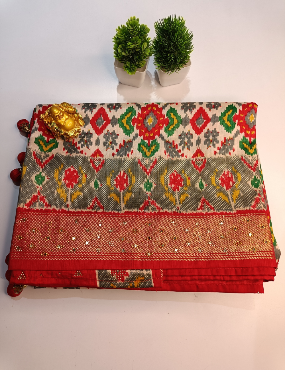 Traditional Ikkat Cotton Saree with Rich Colorful Patterns