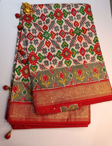 Traditional Ikkat Cotton Saree with Rich Colorful Patterns