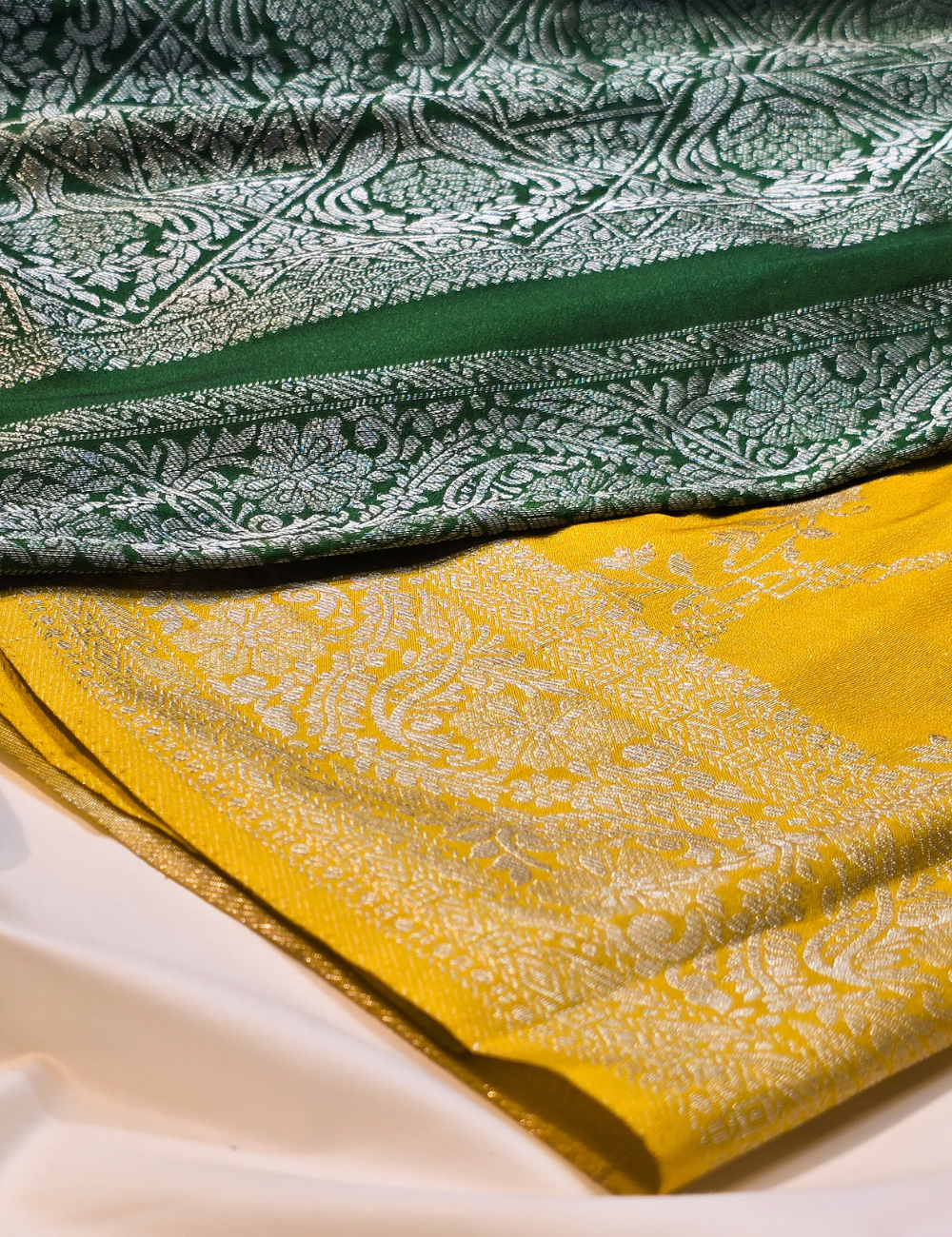 Yellow Soft Banarasi Silk with Contrast Border, Pallu and Blouse piece