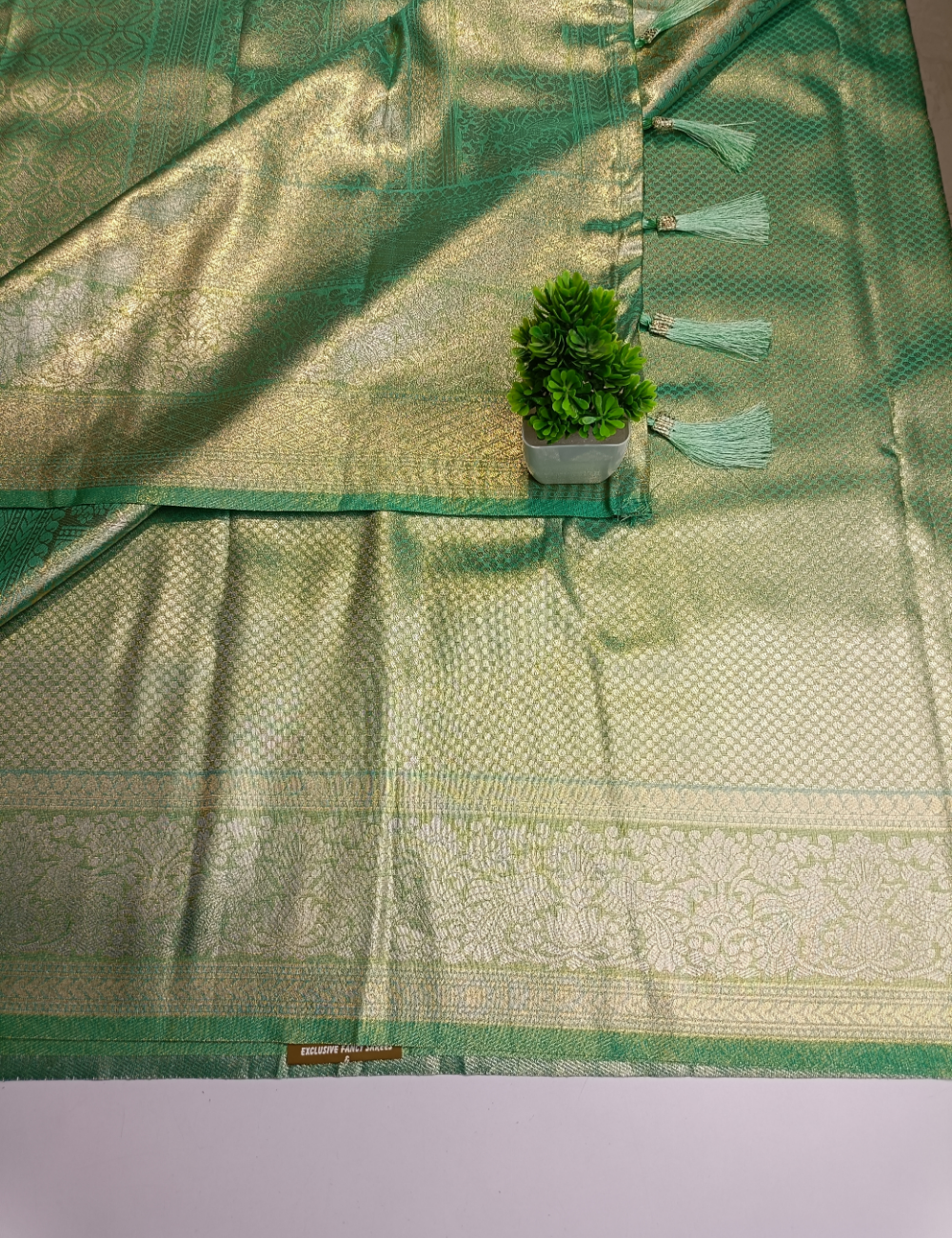 Pastel Green Soft Silk Saree with  Border & Blouse