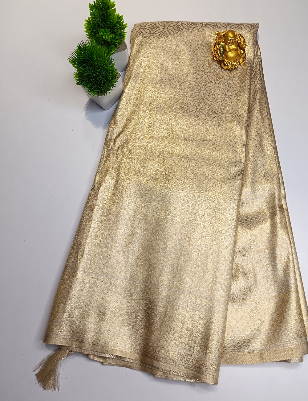 Cream Colour Soft Silk Saree with Subtle Self-Tone Border & Blouse