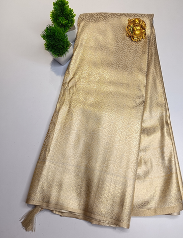 Cream Colour Soft Silk Saree with Subtle Self-Tone Border & Blouse